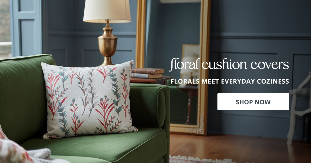 Floral cushion covers with printed fabric design perfect for sofa decor living room styling and home interior comfort.