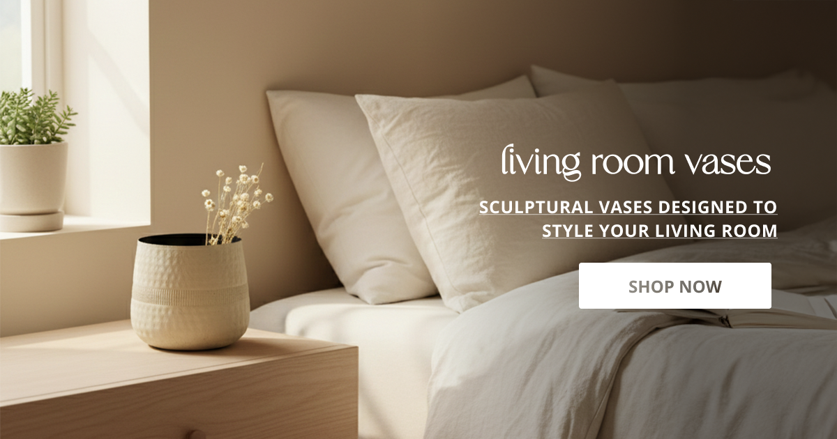 Flower vase for living room with decorative design perfect for table styling and elegant home interior decor.