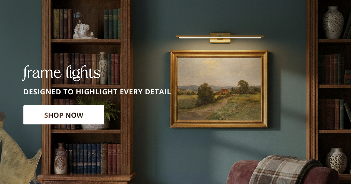 Frame lights with sleek wall mounted design perfect for highlighting photo frames artwork and wall decor.