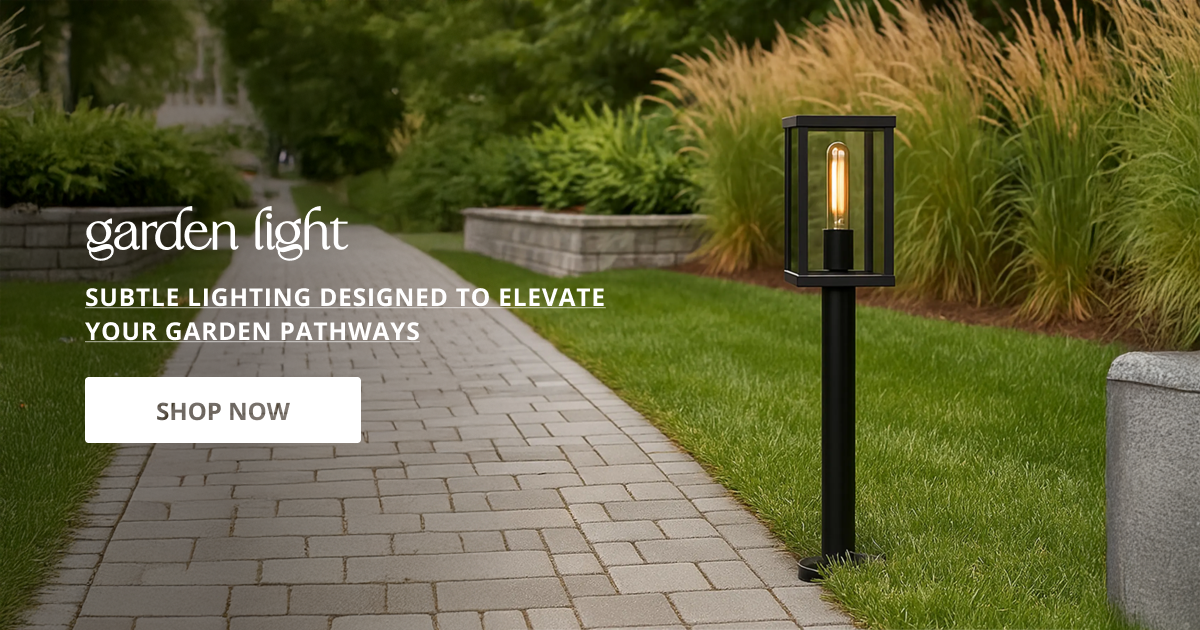 Garden pathway lights with modern pole design giving clear lighting for lawn walkway and outdoor decor.