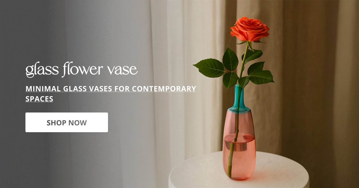 Glass flower vase with clear modern design perfect for table decor flower arrangement and stylish home interior.