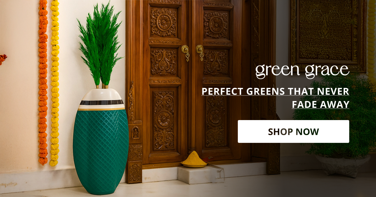 Green dried grass with decorative stems perfect for floor vase decor living room styling and modern home interior.
