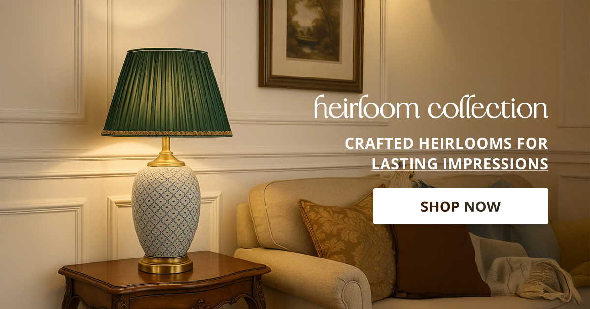 Heirloom collection with timeless decor lighting and accessories perfect for luxury home interior styling.