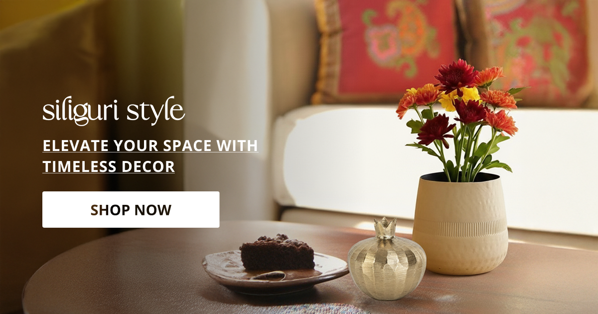 Home decor products in Siliguri styled with minimal table setup and floral accents creating cozy modern decor.