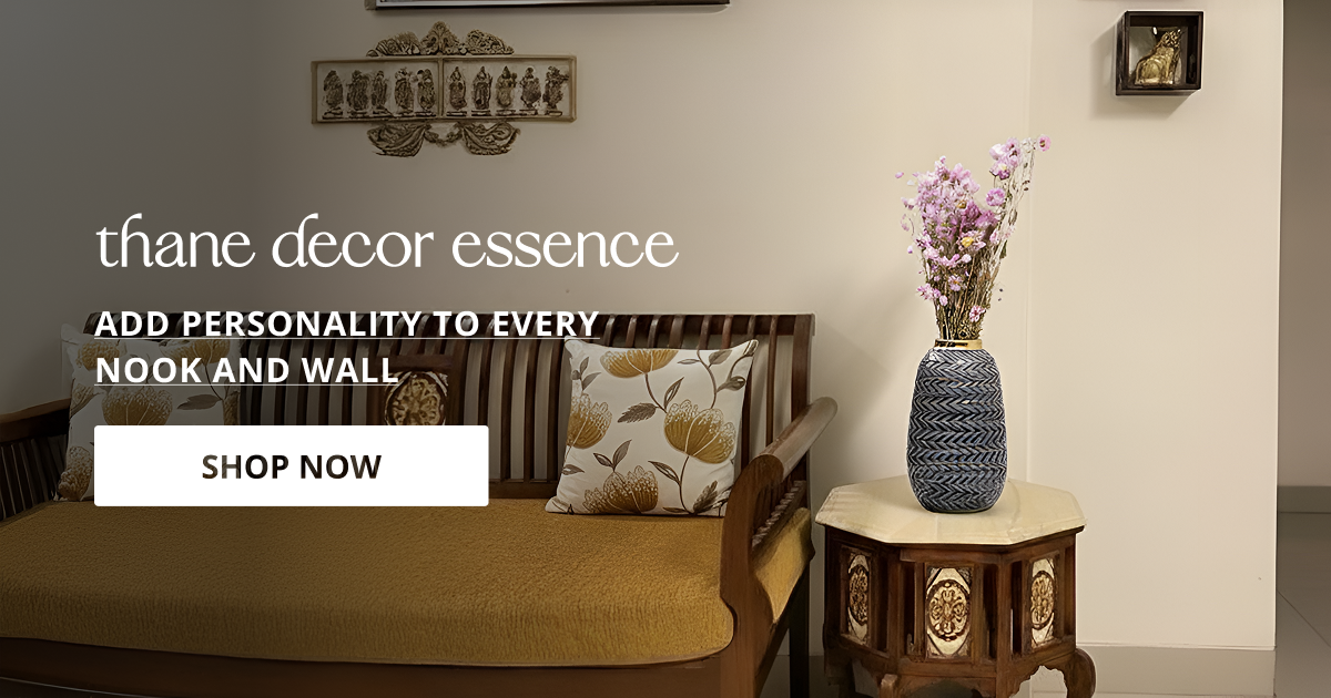 Home decor products in Thane styled with modern sofa setup and decorative elements creating elegant living room feel.