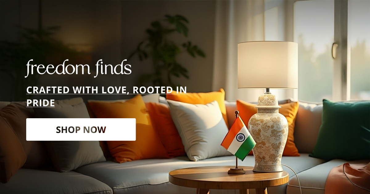 Patriotic theme home decor with lighting and decorative accessories perfect for independence day festive shopping.