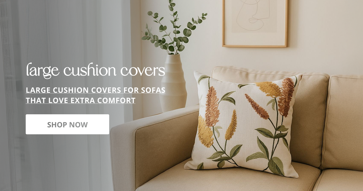 Large cushion covers with stylish fabric design perfect for sofa decor living room comfort and interior styling.