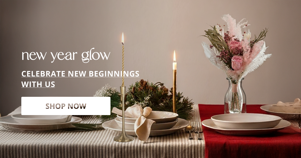 New year decor styled with candles and table setup creating elegant festive ambiance for celebrations.
