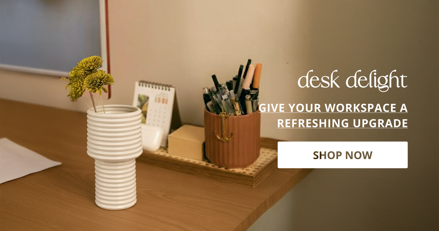 Office table decoration accessories with modern design perfect for desk styling workspace decor and home office interior.