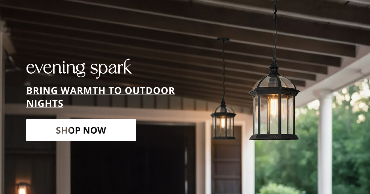 Outdoor hanging lights with classic lantern design giving warm welcoming lighting for porch patio and garden decor.