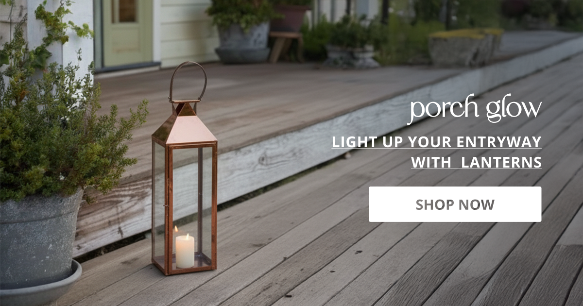 Outdoor lanterns for front porch with decorative metal design creating warm welcoming entrance lighting.