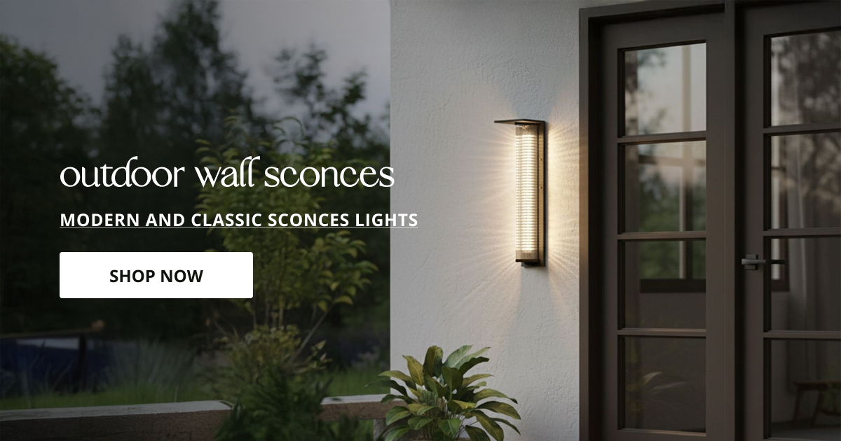 Outdoor wall sconces styled beside entrance creating bright secure lighting with modern exterior appeal.