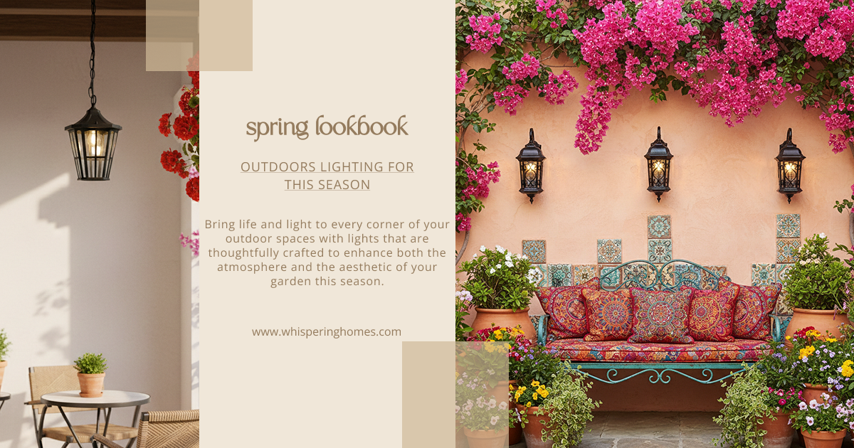 Outdoor lighting lookbook with wall lights pole lights and lanterns perfect for exterior decor inspiration.