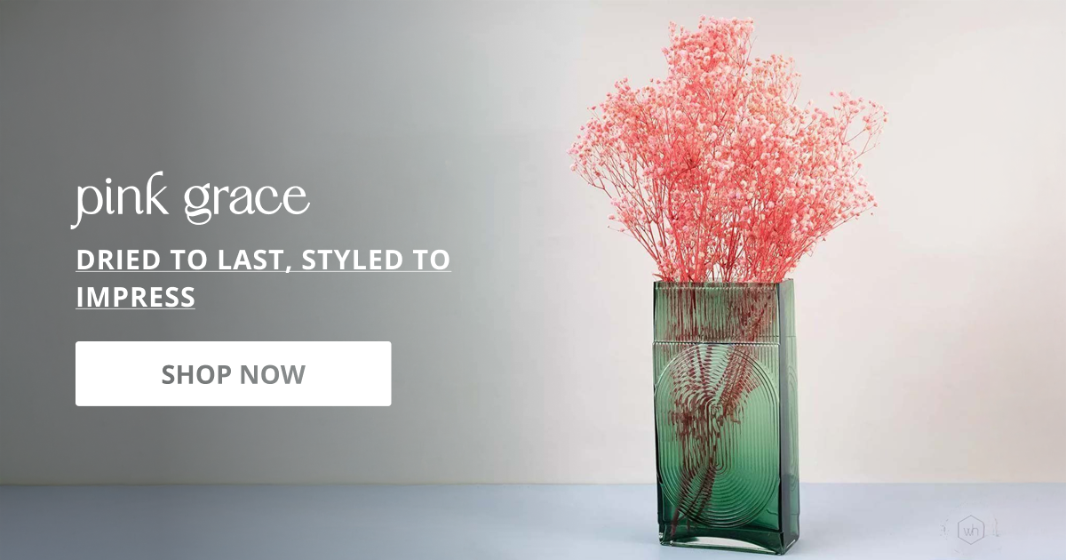 Pink dried flowers with soft decorative stems perfect for vase styling table decor and aesthetic home interior.