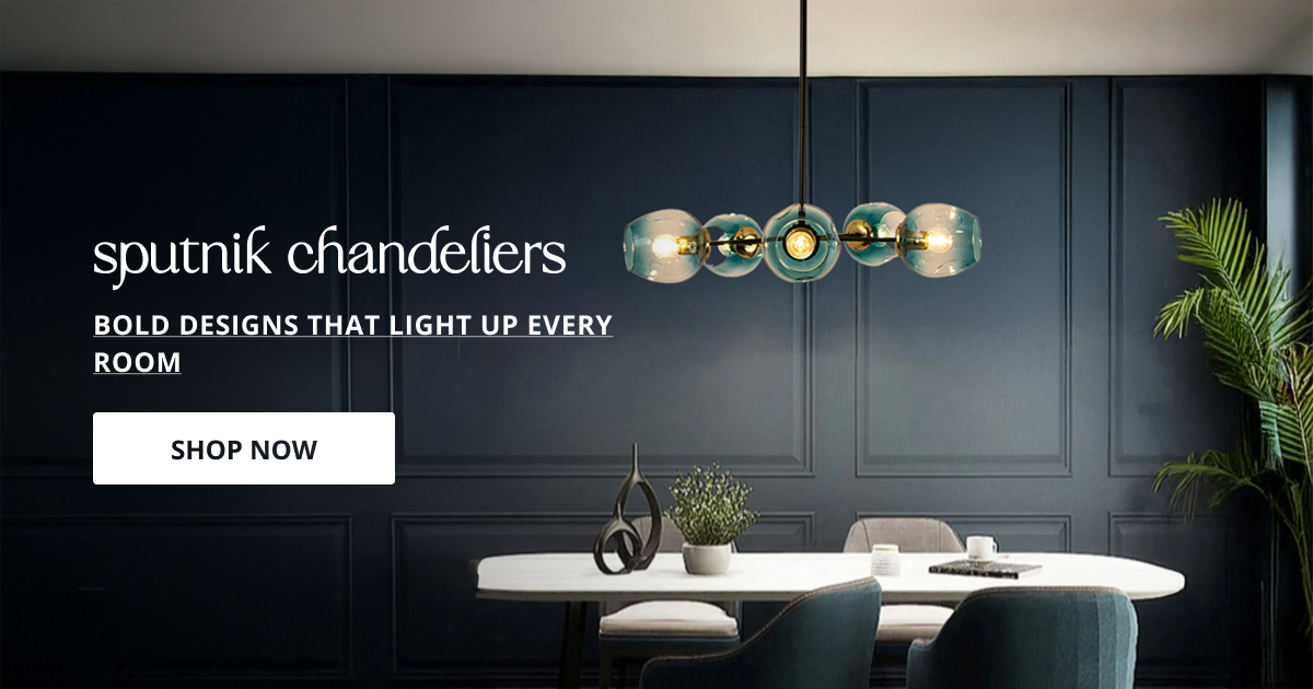 Sputnik chandeliers with modern designer arms perfect for living room dining hall and stylish ceiling lighting decor.