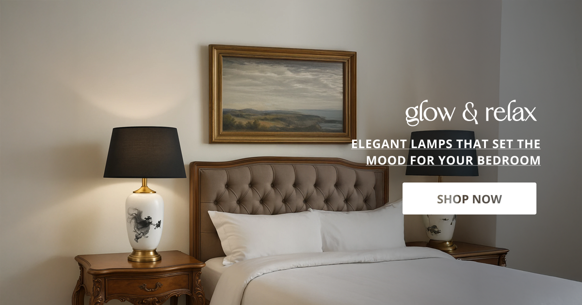 Table lamp for bedroom with soft warm lighting perfect for bedside table decor and cozy interior styling.