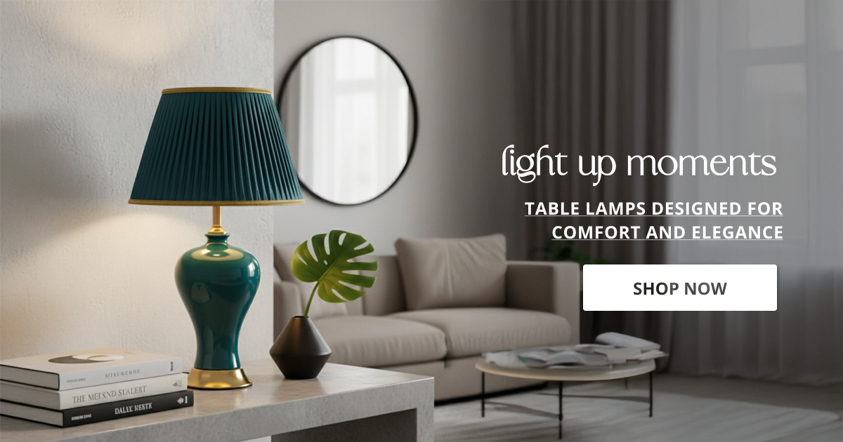 Table lamp for drawing room with stylish design providing warm lighting for sofa table and elegant home decor.