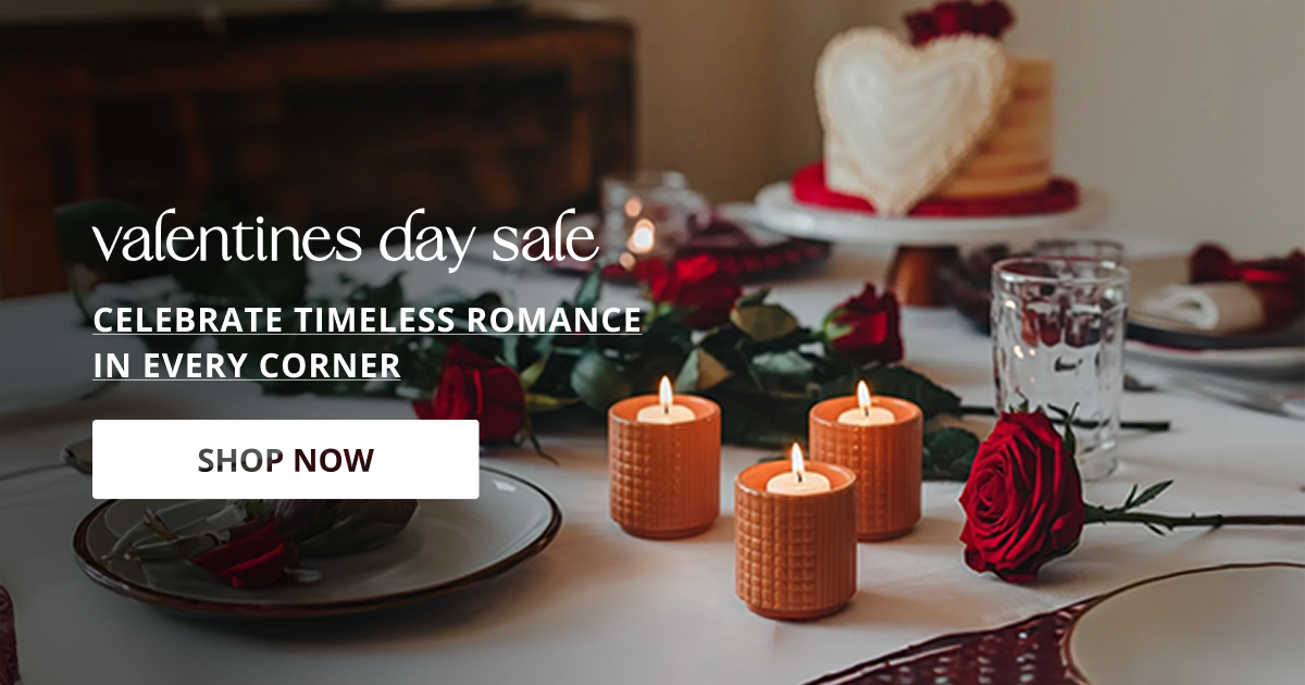 Valentines day decor with candles flowers and romantic lighting perfect for festive gifting and home decoration.