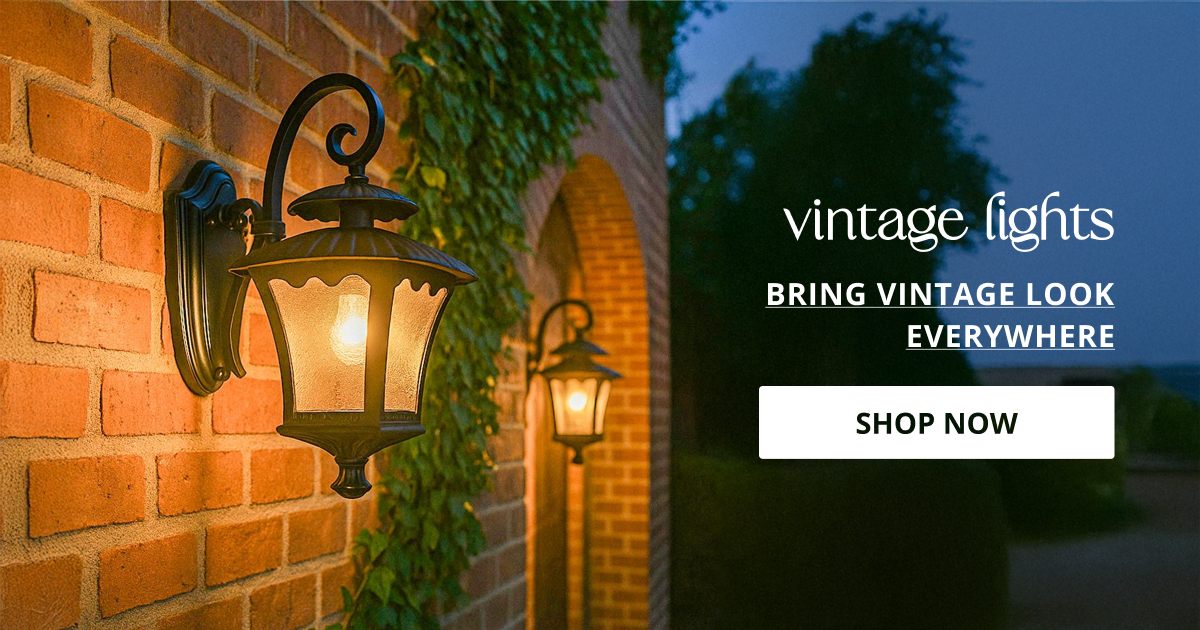 Vintage style lights with classic metal finish giving warm decorative lighting perfect for traditional home decor and interior styling.