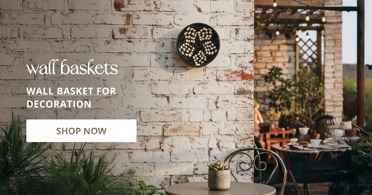 Wall basket for decoration styled on brick wall adding rustic texture and natural charm to outdoor space.