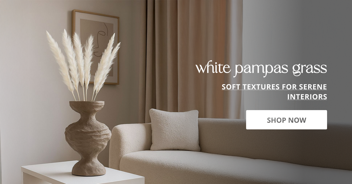 White pampas grass with soft natural texture perfect for floor vase decor living room styling and modern home interior.