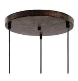 Round ceiling plate installed with multiple hanging suspension cords shown from a bottom angle for pendant light arrangement reference.