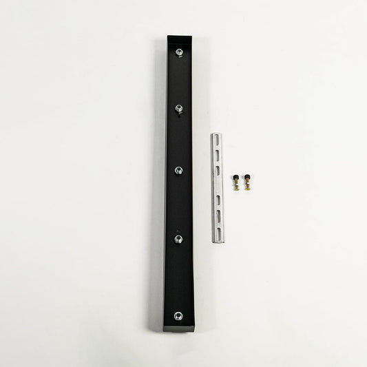 Ceiling plate shown on white background highlighting slim rectangular shape smooth finish mounting points and clean modern look.