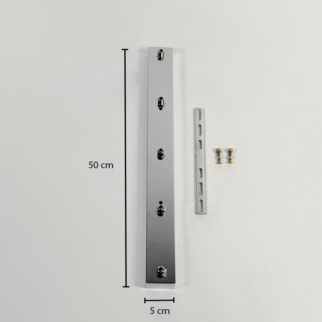 Ceiling plate dimension image displaying 50 cm length and 5 cm width with clear measurement markings for accurate ceiling light installation