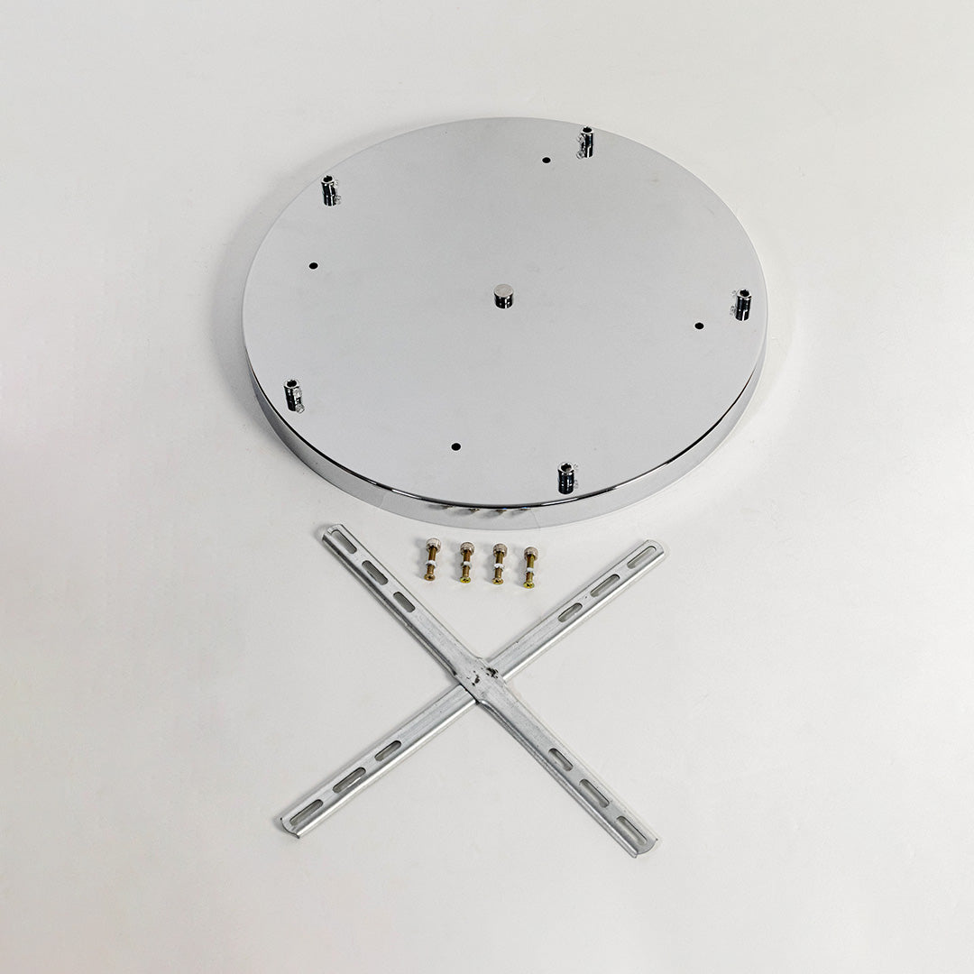 5-Light Chrome Round Ceiling Plate - Medium