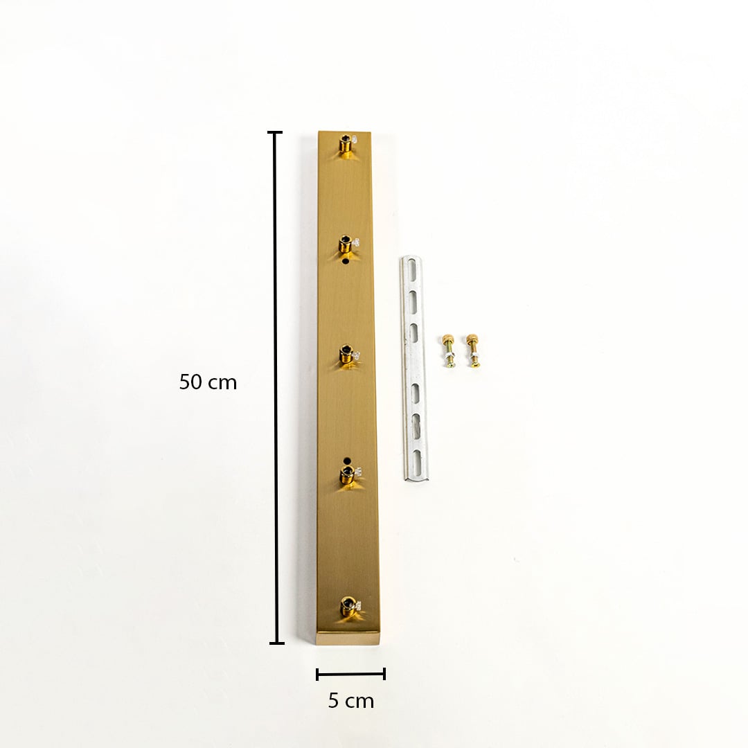 5 Light Gold Rectangular Ceiling Plate Medium Dimensions
