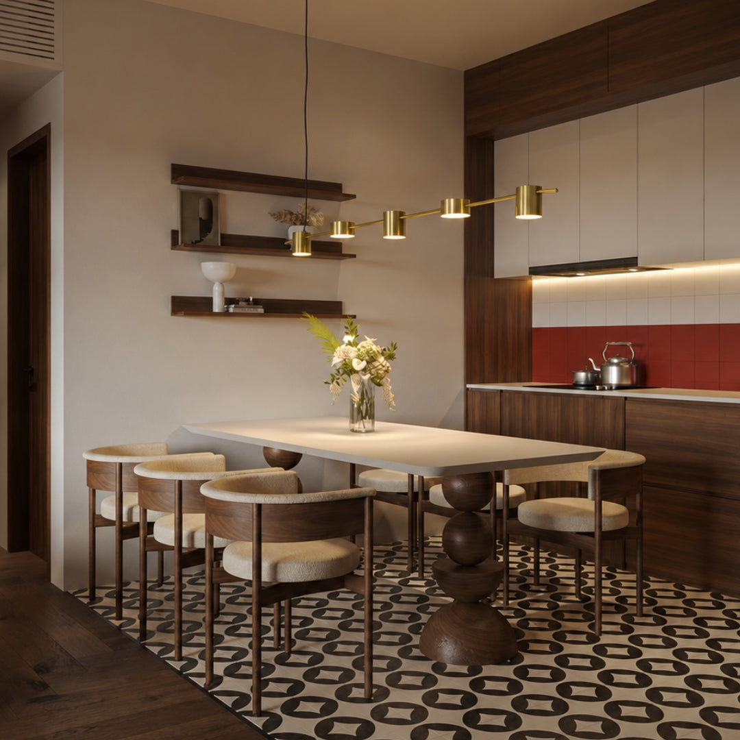 5-Light Linear LED Island Chandelier - Gold