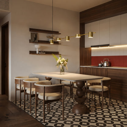 5-Light Linear LED Island Chandelier - Gold