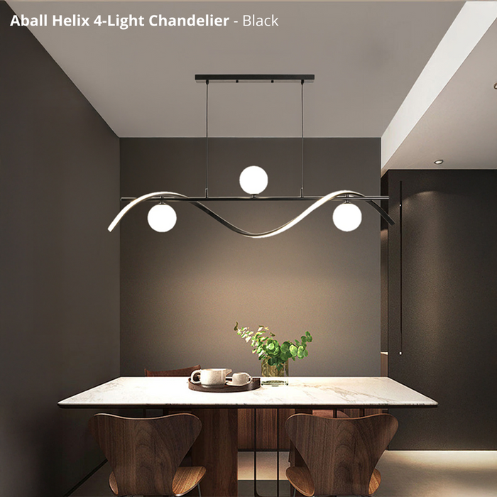 Aball Helix 4-Light Chandelier - Black