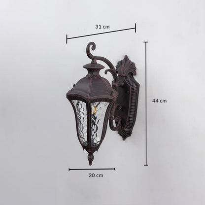 Wall light dimension image showing 44 cm height 31 cm depth and 20 cm width perfect for elegant outdoor wall lighting.