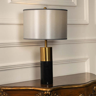 Altadena Black Marble Table Lamp with Grey Shade