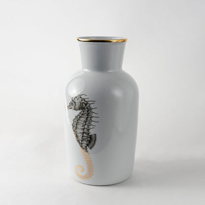 Grey ceramic vase with a graceful horse silhouette adding modern equestrian décor style featuring artistic detailing subtle texture and sophisticated handcrafted elegance for refined interiors.