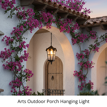 Arts Outdoor Porch Hanging Light - Black