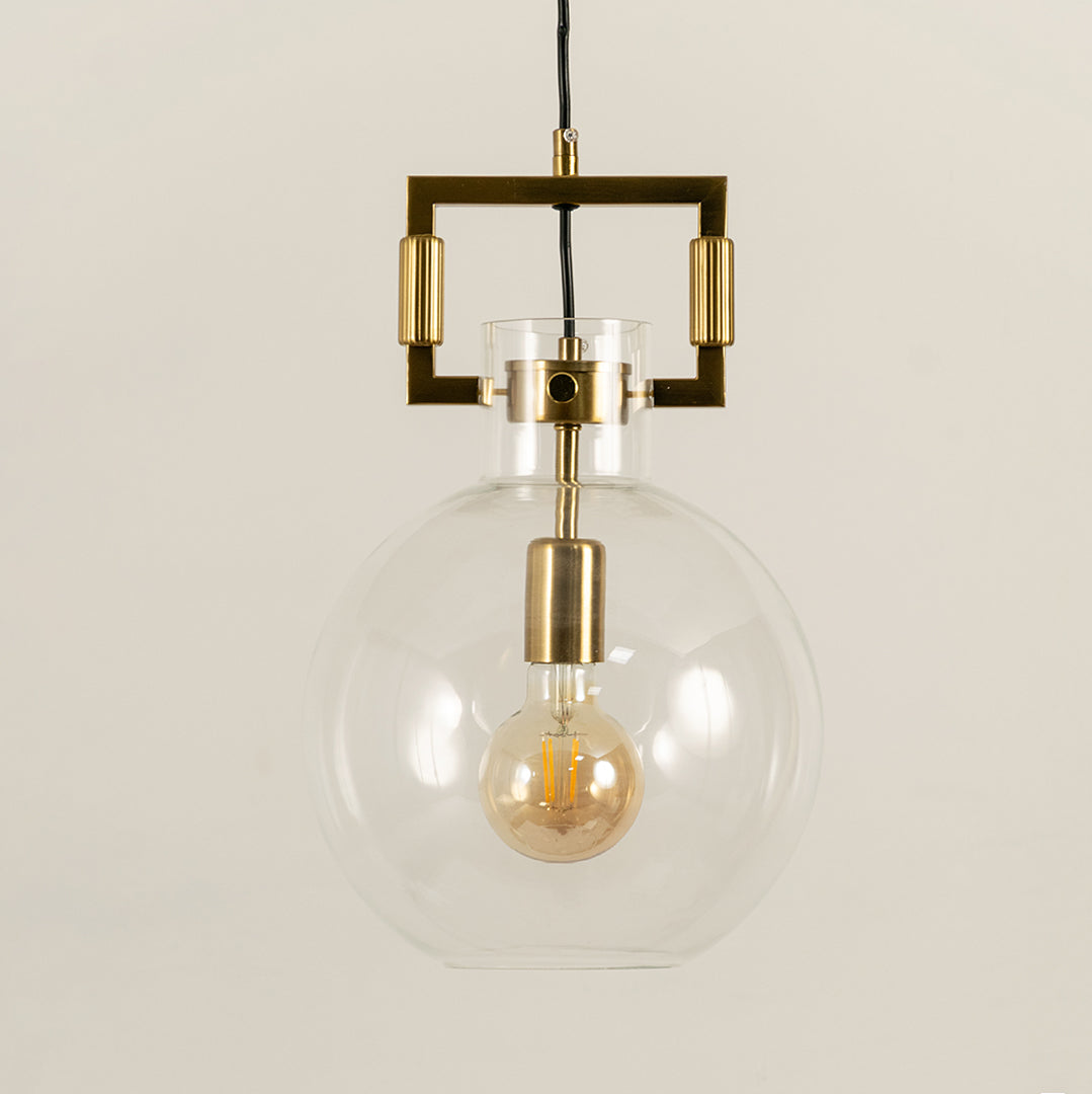 Aspen Clear Glass Hanging Pendant Lamp - Round Shade