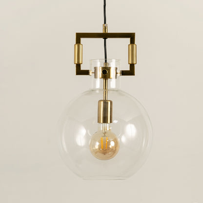 Aspen Clear Glass Hanging Pendant Lamp - Round Shade