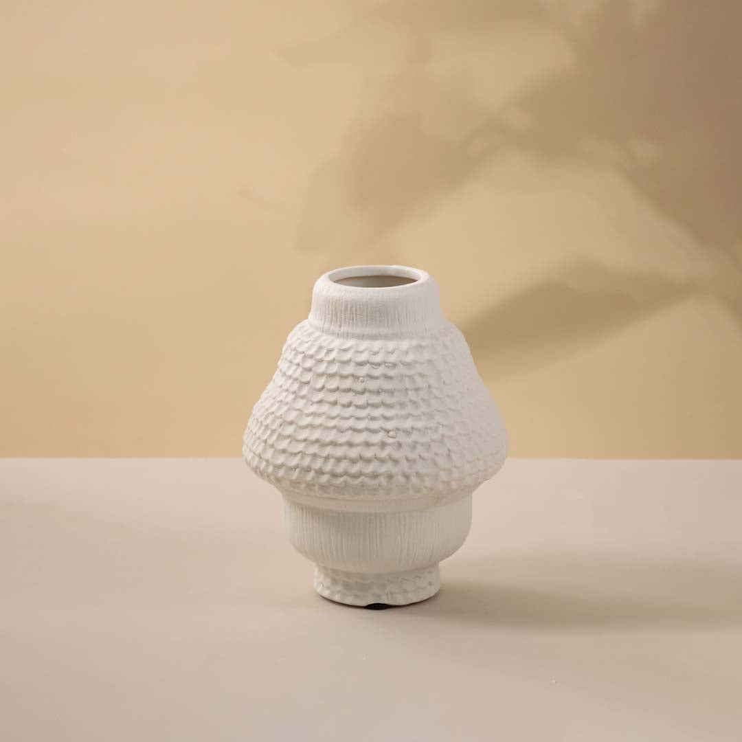 Atijo White Ceramic Vase