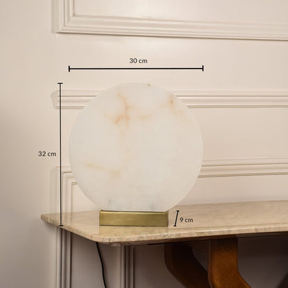 Designer marble table lamp measuring 32 cm tall and 30 cm wide ideal for sophisticated interior lighting and decorative styling.