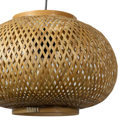 Woven rattan pendant light with natural finish modern hanging lamp for living room bedroom boho decor lighting.