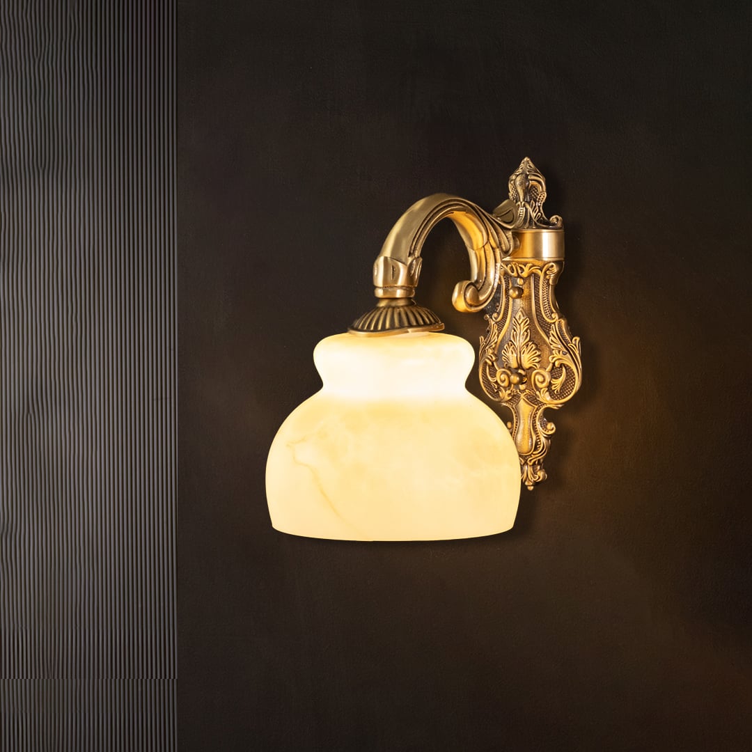 Baroque Vintage Wall Lamp light on black background