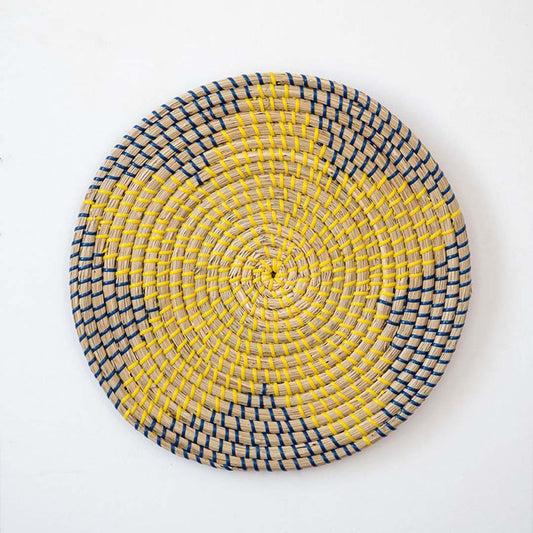 Basel Handwoven Sabai Grass Hanging Wall Basket Large - Yellow