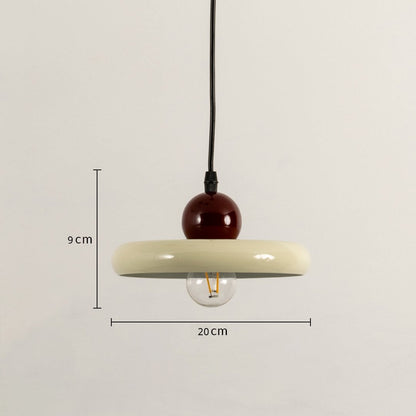 Cream metal pendant light dimension image with 20 cm width and 9 cm height for kitchen island placement.