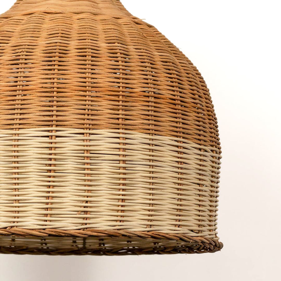 Beige Topped Basket Pendant Lamp Closeup