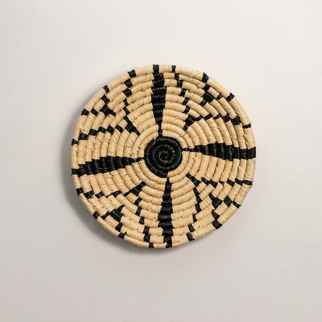 Beige With Black Stripe Handwoven Wall Baskets
