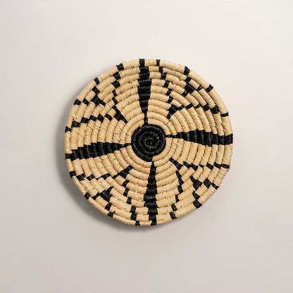 Beige With Black Stripe Handwoven Wall Baskets
