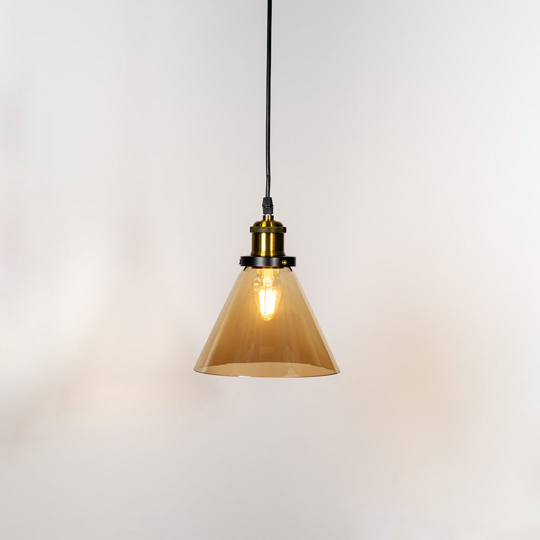 Bell Glass Pendant Light - Amber
