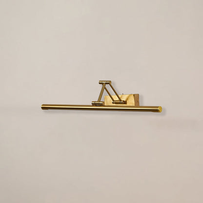 Gold adjustable picture light with light off shown on white background perfect for art walls living rooms and gallery style decor.
